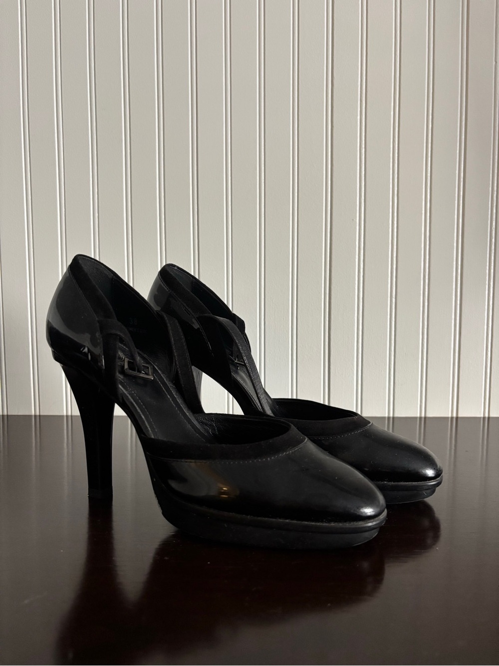 Tod's Black Patent T-Strap High Heel Pumps